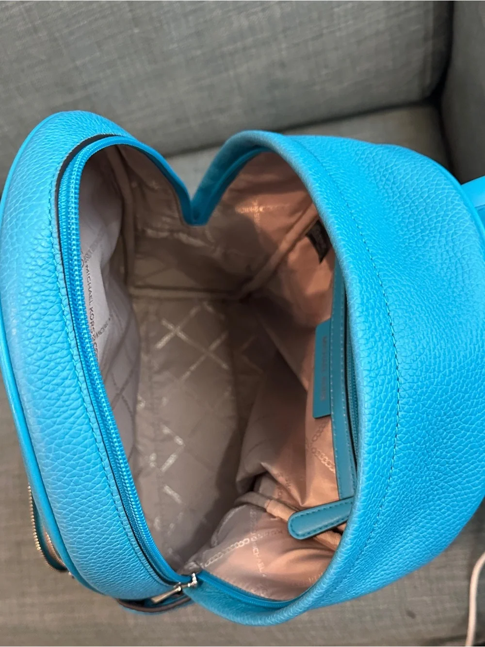 Michael Kors Bright Turquoise Leather Backpack